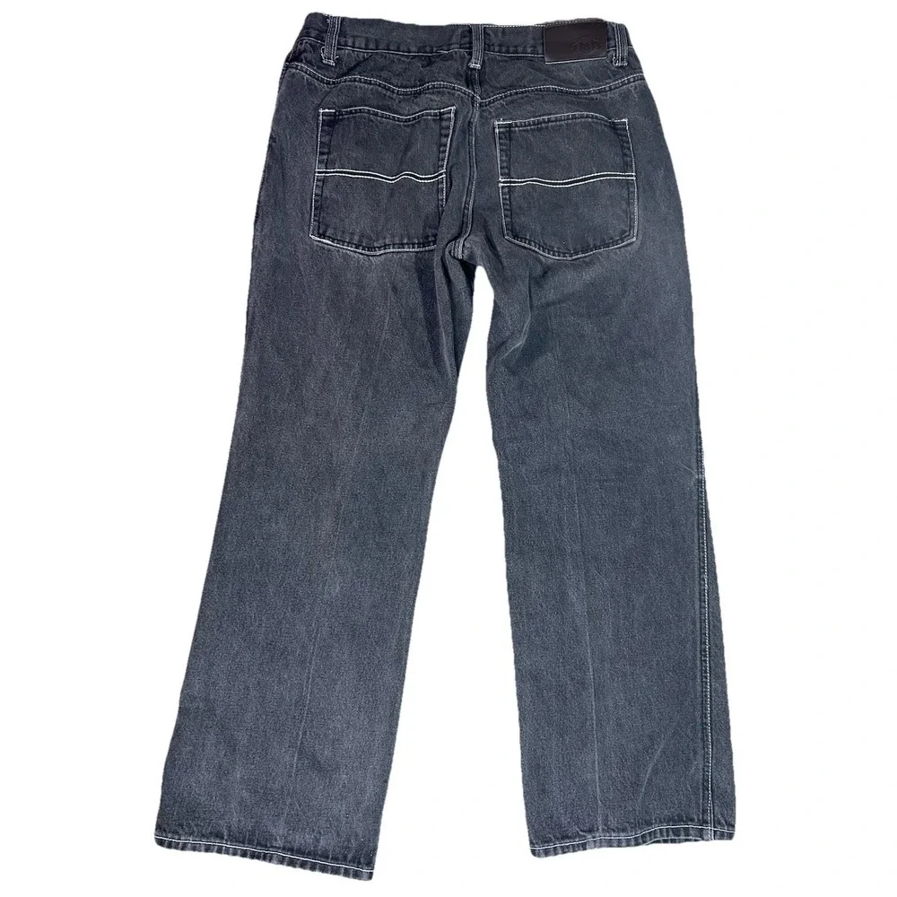 PJ Mark Jeans Mens 36x32 Black Gray Baggy Wide Leg Y2K Streetwear